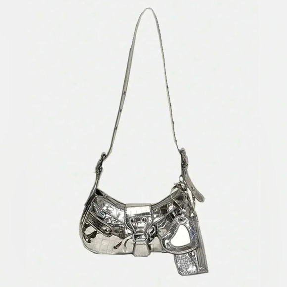 NWOT The New Drawstring Women's Fashion Bucket Bag Rivet 3-Piece Motorcycle Bag - Picture 3 of 10